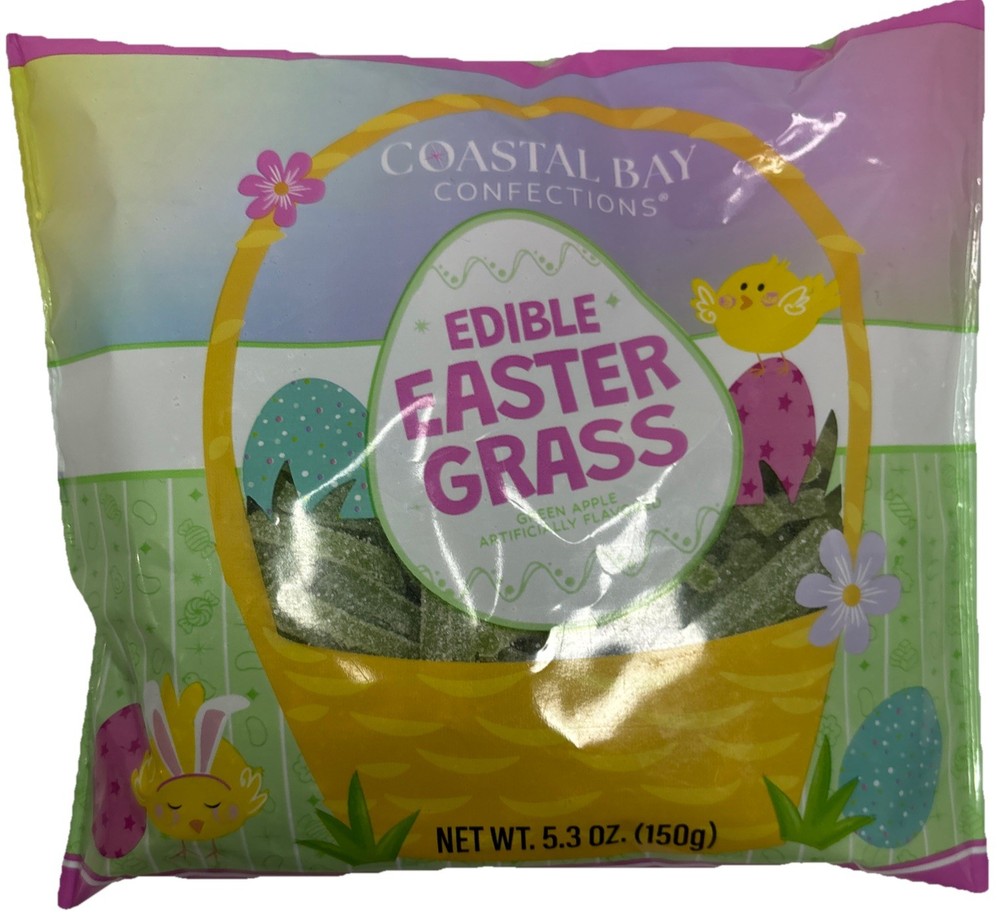 5.3oz Bag COASTAL BAY CONFECTIONS Edible Easter Grass—Green Apple—NEW—24HR SHIP—
