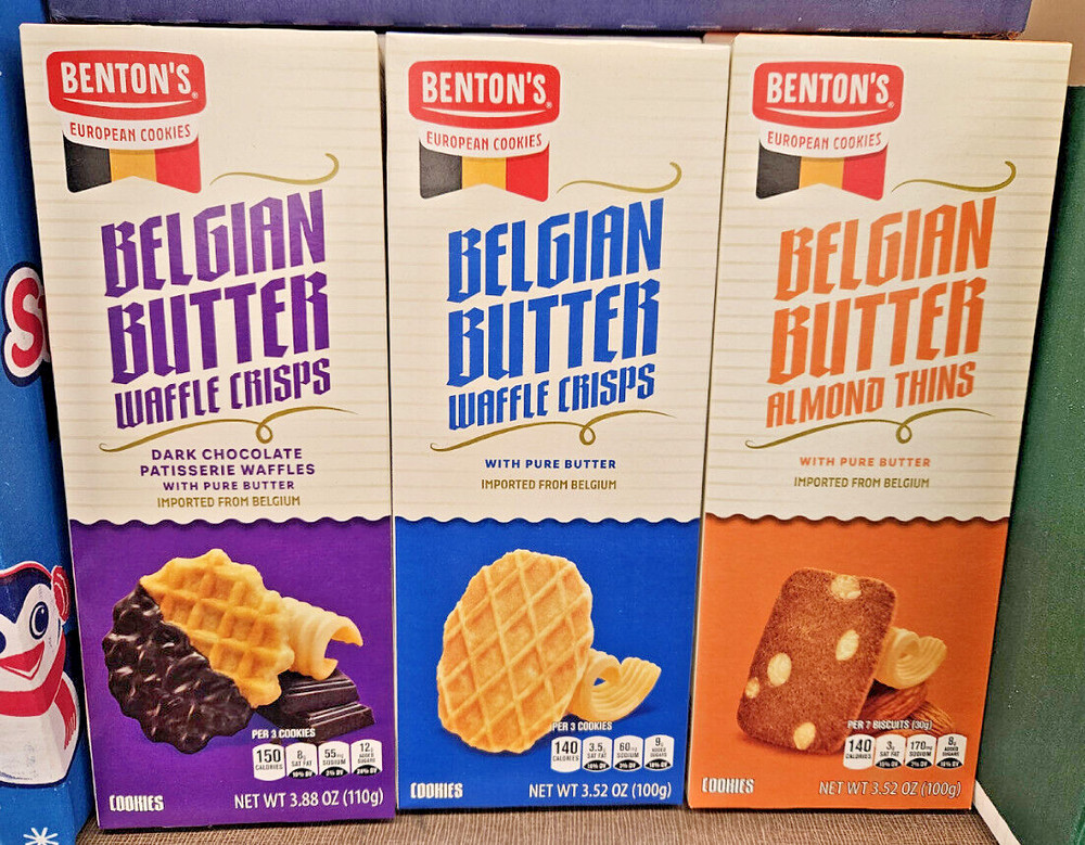 Benton’s Belgian Butter Waffle Crisps & Almonds Thins 3.52oz 100g (3 Boxes)