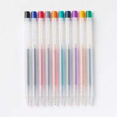 Smooth Gel Ink Ballpoint Pen Set – Knock Type Set 0.3mm (10 Colours)