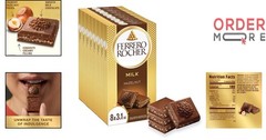 Chocolate Bars Milk Hazelnut 8 Pack 3.1 oz Individually Wrapped