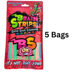 Sour Strips Strawberry Candy 5 Bags Super Sour Belts Brain Strips