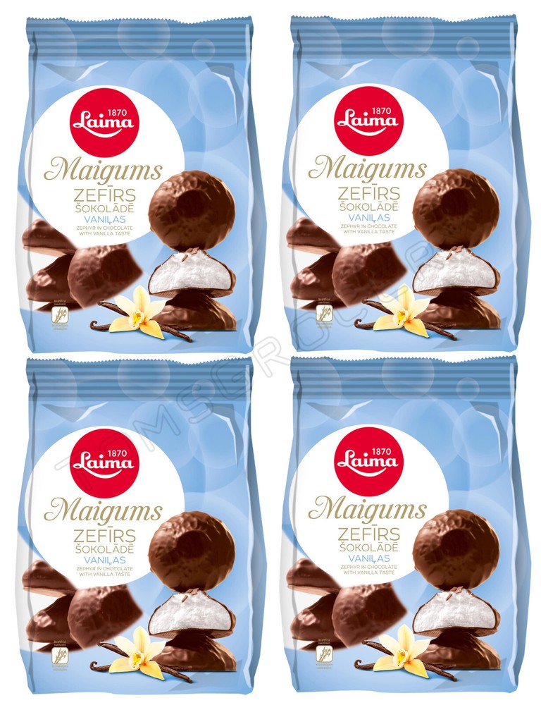 4 LAIMA Chocolate Covered Vanilla Zephyrs Marshmallows Sweets Candy 175g 6.17oz