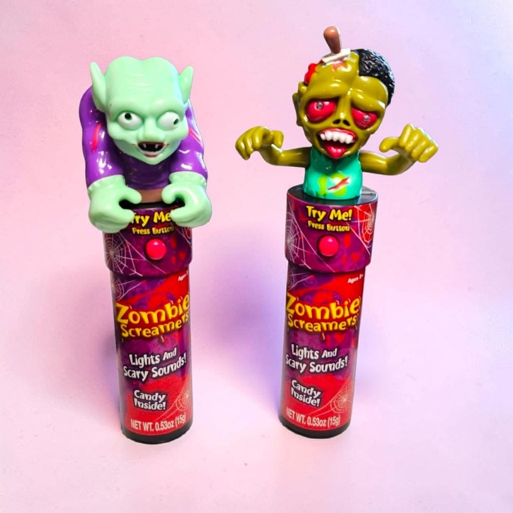 Lot 2 Halloween 2016 Zombie Screamers Candy Tubes Vampire Light Up Sound NIP