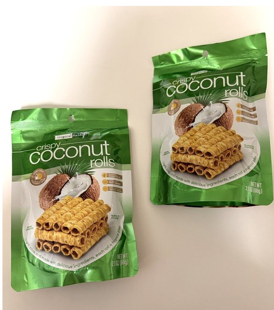 Crispy Coconut Rolls Tropical Fields 4 bags diary free 2.1 oz each total 8.4 oz