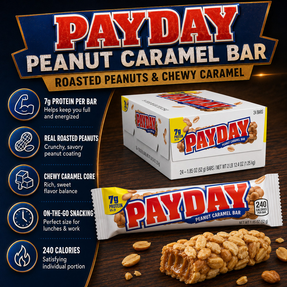 Payday Peanut Caramel Bar, 1.85 oz, 24-count
