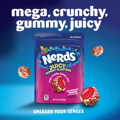 NERDS JUICY GUMMY CLUSTERS STRAWBERRY PUNCH 7.15oz BAG – PACK OF 3
