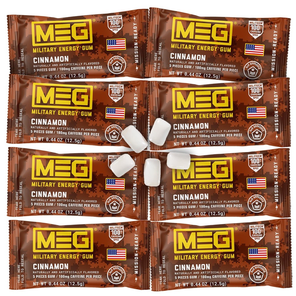 – Military Energy Gum | 100mg of Caffeine Per Piece + Increase Energy + Boost…