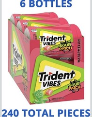Trident Vibes SOUR PATCH KIDS Watermelon Sugar-Free Chewing Gum, 6 Bottles