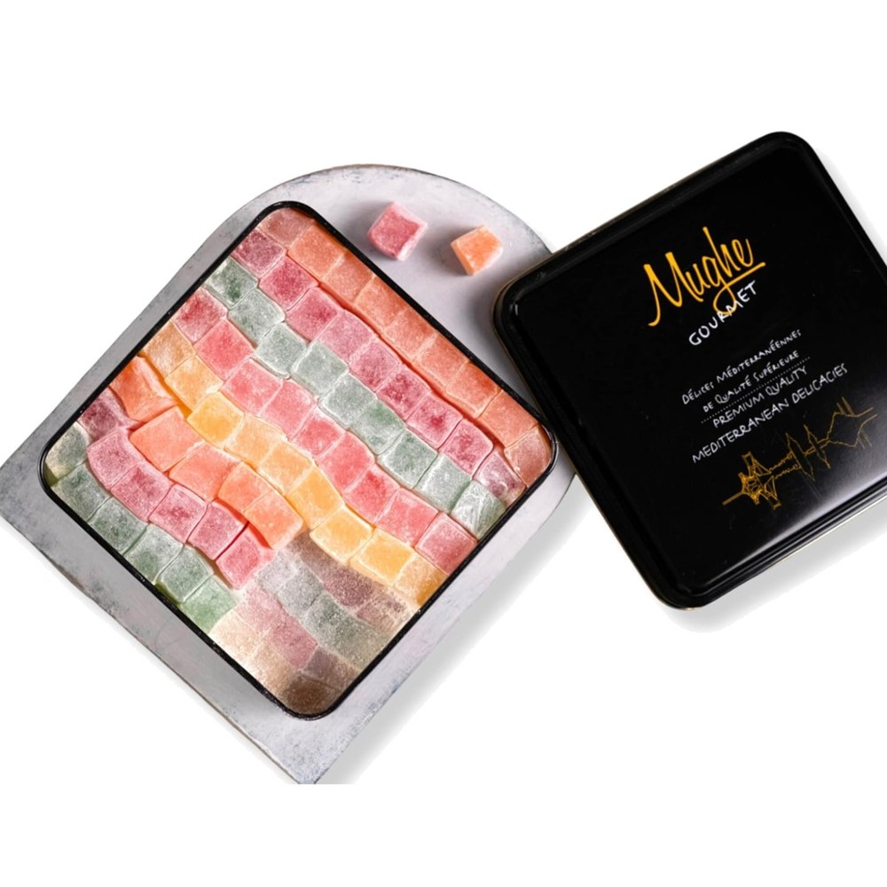 Turkish Delight Candy Elegant Tin Box – 2.87lb/1300g – Halal, Lokum Fruit Fl…