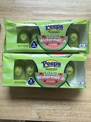 Lot of 2 Boxes Peeps green 5 chicks sour watermelon Marshmallow 1.5 oz