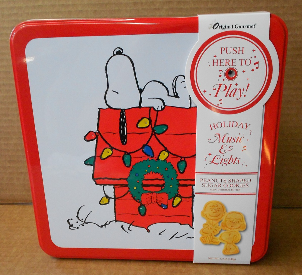 Peanuts Holiday Music & Lights Tin with Sugar Cookies January 14 2027
