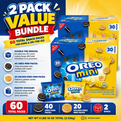 2 Pack Oreo Mini Sandwich Cookies, Variety Pack, 1.5 oz, 30-count