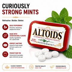 Altoids Classic Peppermint Breath Mints 1.76 oz Tin Pack of 6 Fresh Mints