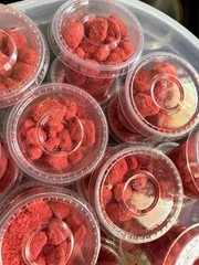 Red sweet Mabuyu Pieces in Plastic Cups