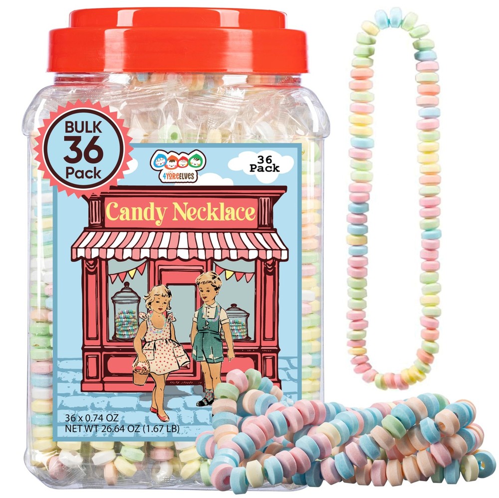 36 Candy Necklaces Individually Wrapped, Choker Style Nostalgic Pastel Candy …