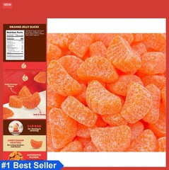 Orange Slices Jelly Candy 2 Pound Bag Sugar Dusted Gelatin Free Bulk