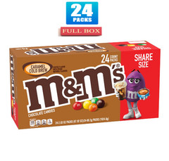 Full Box 24x Packs M&M’S Caramel Cold Brew Chocolate Candy, Share Size – 2.83oz