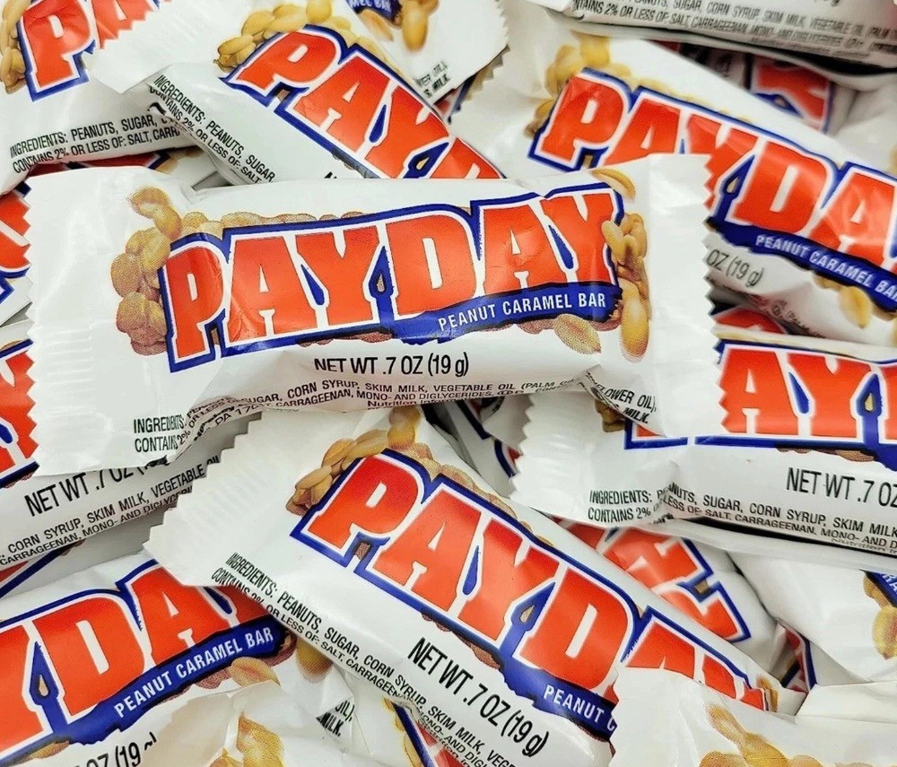PAYDAY CLASSIC SNACK BAR CARAMEL PEANUTS DELICIOUS Individually Wrapped 2 Pounds