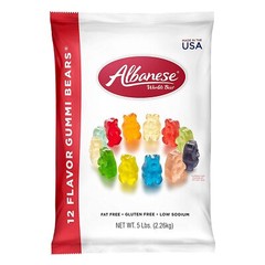 Albanese 12 Flavor Gummi Bears, Fat & Gluten Free, Low Sodium, 80 oz, 5 Lbs ✅