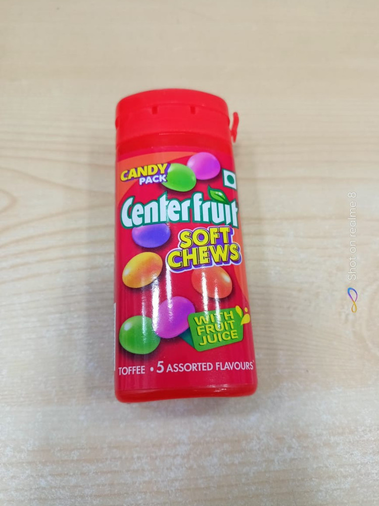 CENTER FRUIT Soft Chews, Assorted Flavour Candy Pocket.5*33 Grams fs