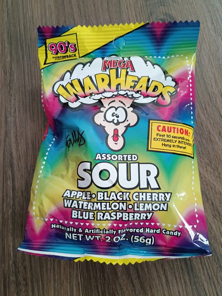 WARHEADS – Extreme Sour Hard Candy – Assorted Flavors – Sour Apple, Black Cherry