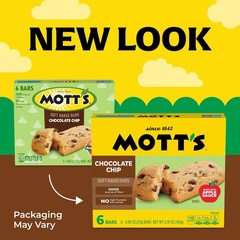 Mott’s Soft Baked Bars, Chocolate Chip, Made with Applesauce, 6 Ct, 5.76 oz