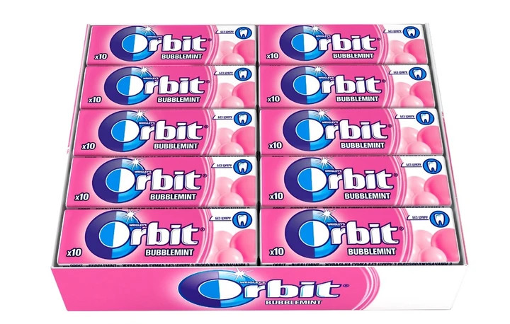 10x14g Wrigley’s Orbit Bubblemint Sugar-Free Chewing Gum (100 pieces)