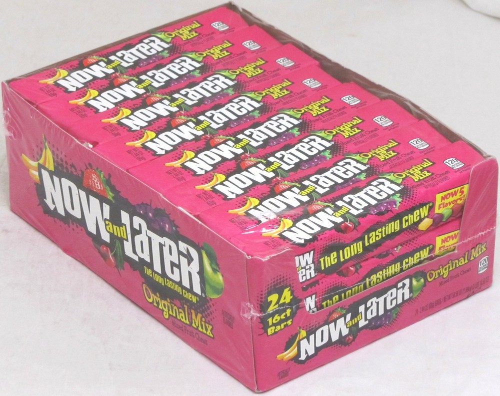 Now and Later Original Candy (24 Count Box) Apple Banana Grape Bulk OVER 3.5 LB