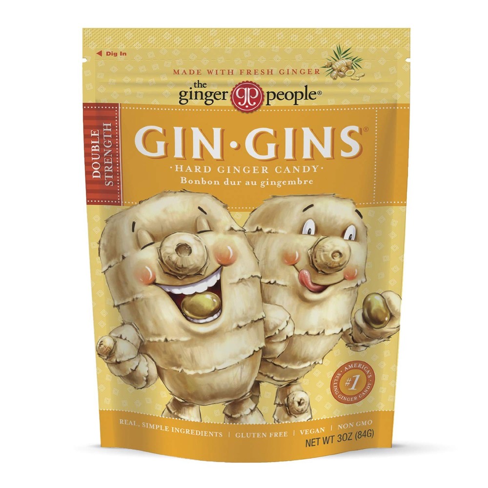 GIN GINS Double Strength Ginger Candy Natural Hard 3oz Bag