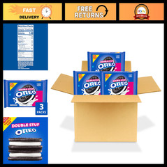 Double Stuf Chocolate Sandwich Cookies, Family Size – 3 Packs, Bulk Snacks