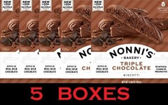 Nonni’s Bakery Triple Chocolate Biscotti Real Milk Chocolate 6.88 oz Box 5 PACK