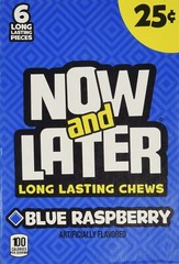 Now and Later Blue Raspberry Flavored Candy Twenty-Four 6-Piece Bars
