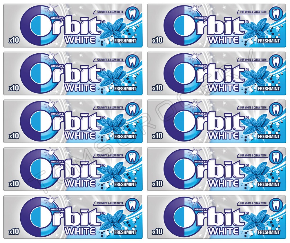 10 x WRIGLEY’S ORBIT WHITE FRESHMINT Flavor Sugarfree Chewing Gum 14g 0.49oz