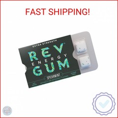 Rev Gum Caffeine Energy Gum | Extra Strength 100mg of Caffeine per Gem | Spearmi