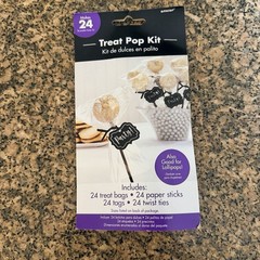 Lollipop Treat Cake Pop Kit-24 of each: Sticks, 4×6 Bags, Twist Ties, Party Tags