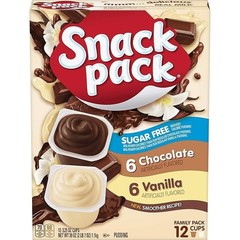 Snack Pack Sugar Free Chocolate & Vanilla Flavored Pudding Family Pack, 12 Count