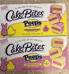 Lot of 2 PEEPS Yellow & Pink Cake Bites ~ Marshmallow Flavored ~ LIMITED EDITION