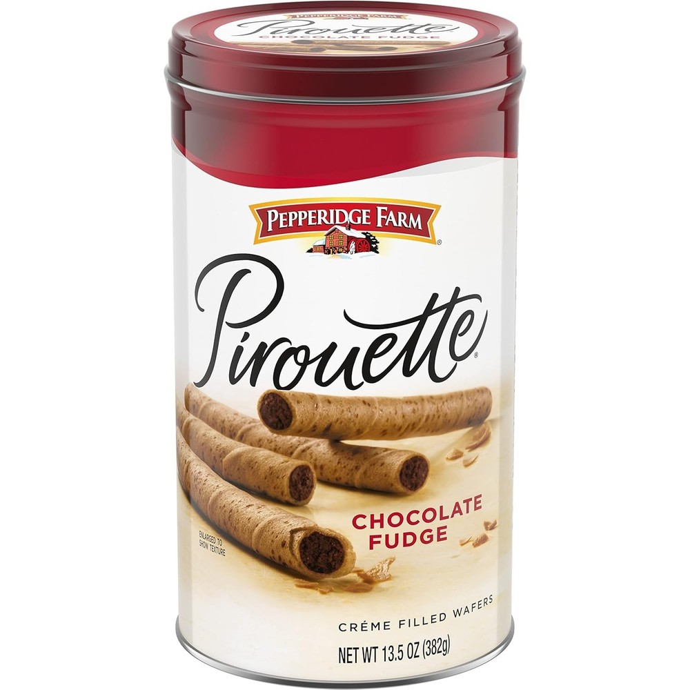 Pirouette Cookies, Chocolate Fudge Créme Filled Wafers, 13.5 Oz Tin
