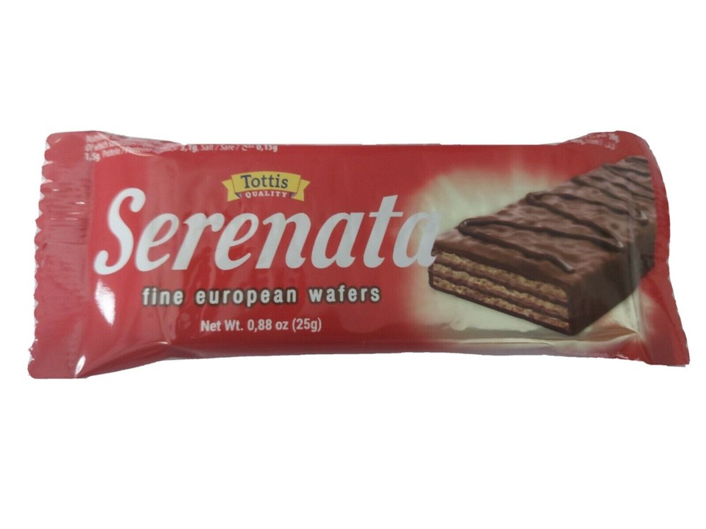 SERENATA VANILLA & CHOCOLATE FINE EURO WAFER GREEK CHOCOLATE BARS (BOX-24 PCS)