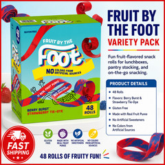 Fruit By The Foot Fruit Flavored Snacks Variety Pack, 0.75 oz – 48 Pack