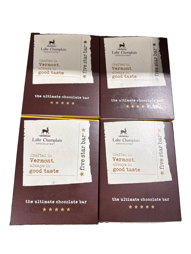 HUGE 4-box pack lot (64 BARS ) Lake Champlain Dark Chocolate Almond Five Star