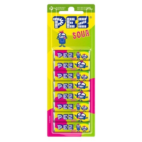 European PEZ Candy Rolls – Refills in Blister / 8-Pack: Sour Mix