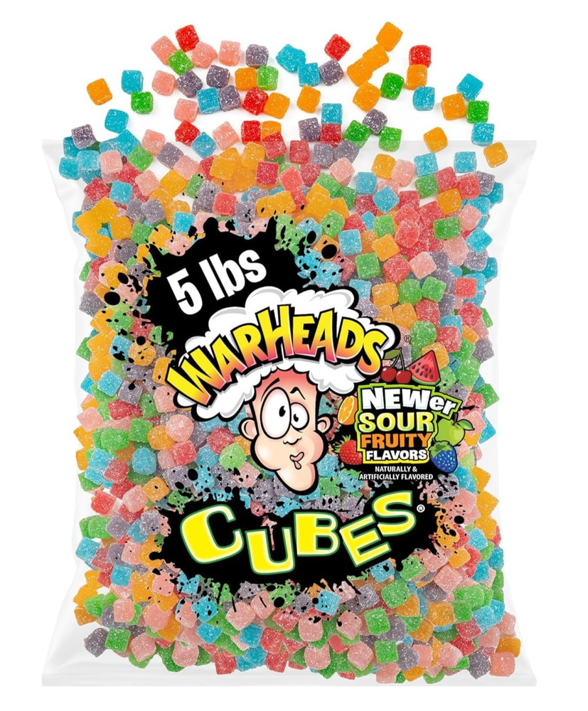 Warheads Sour Cubes, Sour & Sweet, Fruity & Chewy 6 Flavors Mix Candy (5 Pounds)