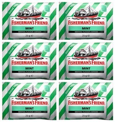 6 FISHERMAN’S FRIEND MINT Menthol Flavor Sugarfree Pastilles 25g 0.88oz