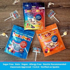 Zolli Pops Sugar Free Dental Friendly Lollipops Assorted Flavors 3.1 Ounce Pack