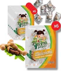 6packs x 40g. Chewy Sour Tamarind “Jeed Jard” Yummy Thai Candies Plus Vitamin