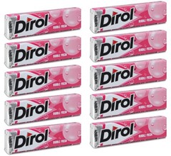 10 Pack Dirol Bubble Fresh Fruit Mint Sugar Free Teeth Whitening Chewing Gum