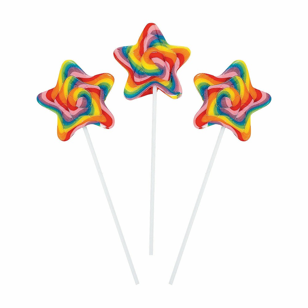 Star-Shaped Swirl Lollipops – Candy – 12 Pieces