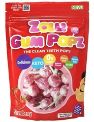 Zolli Zollipops Sugar Free Gum Pops Keto & Diabetic Strawberry Lollipops, 5.6oz