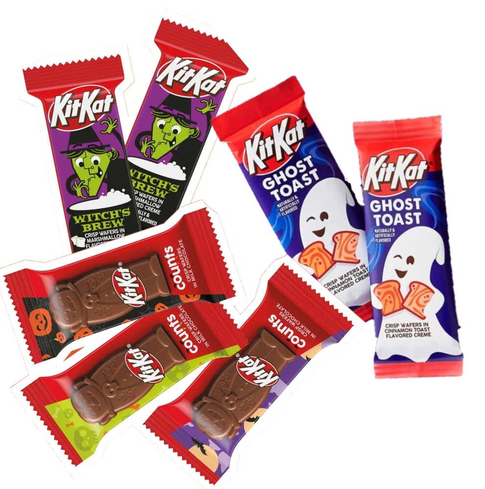 KITKAT MIX DRACULA shape, WITCH’S MARSMALLOW GREEN CREAM-GHOST TOAST LIMITED NOW